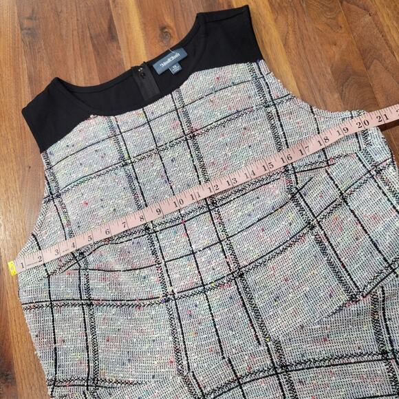 Modcloth Smiling From The Top A-Line Windowpane Dress Multicolor Textured Knit - Picture 5 of 9